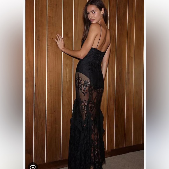 Free People For Love & Lemons Shirley Lace Bodysuit Maxi Dress L - Picture 3 of 9